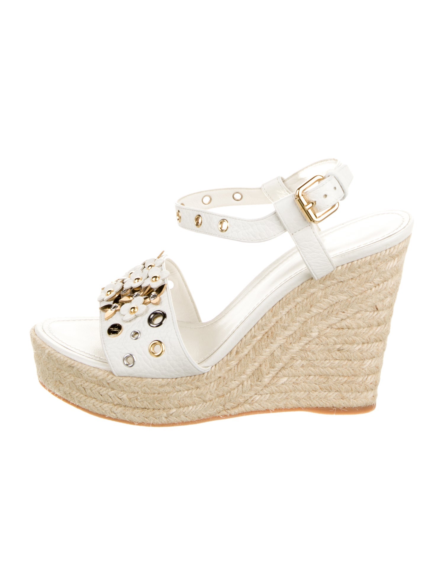 Louis Vuitton Leather Studded Accents Espadrilles