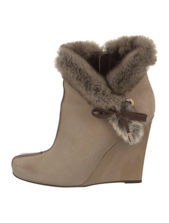 Louis Vuitton Suede Fur Trim Boots