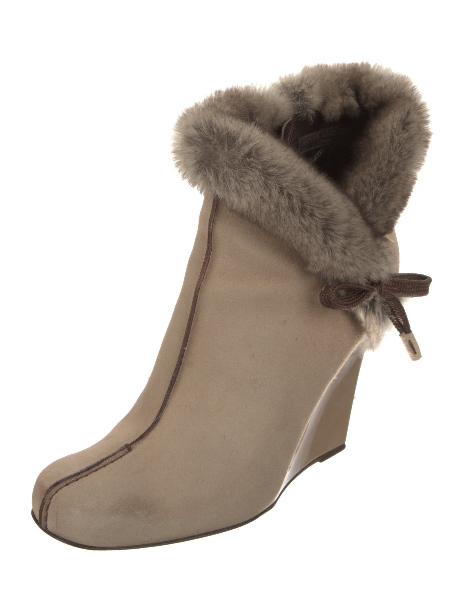Louis Vuitton Suede Fur Trim Boots