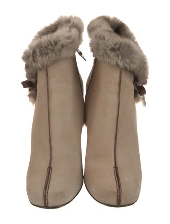 Louis Vuitton Suede Fur Trim Boots