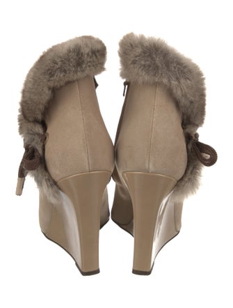 Louis Vuitton Suede Fur Trim Boots