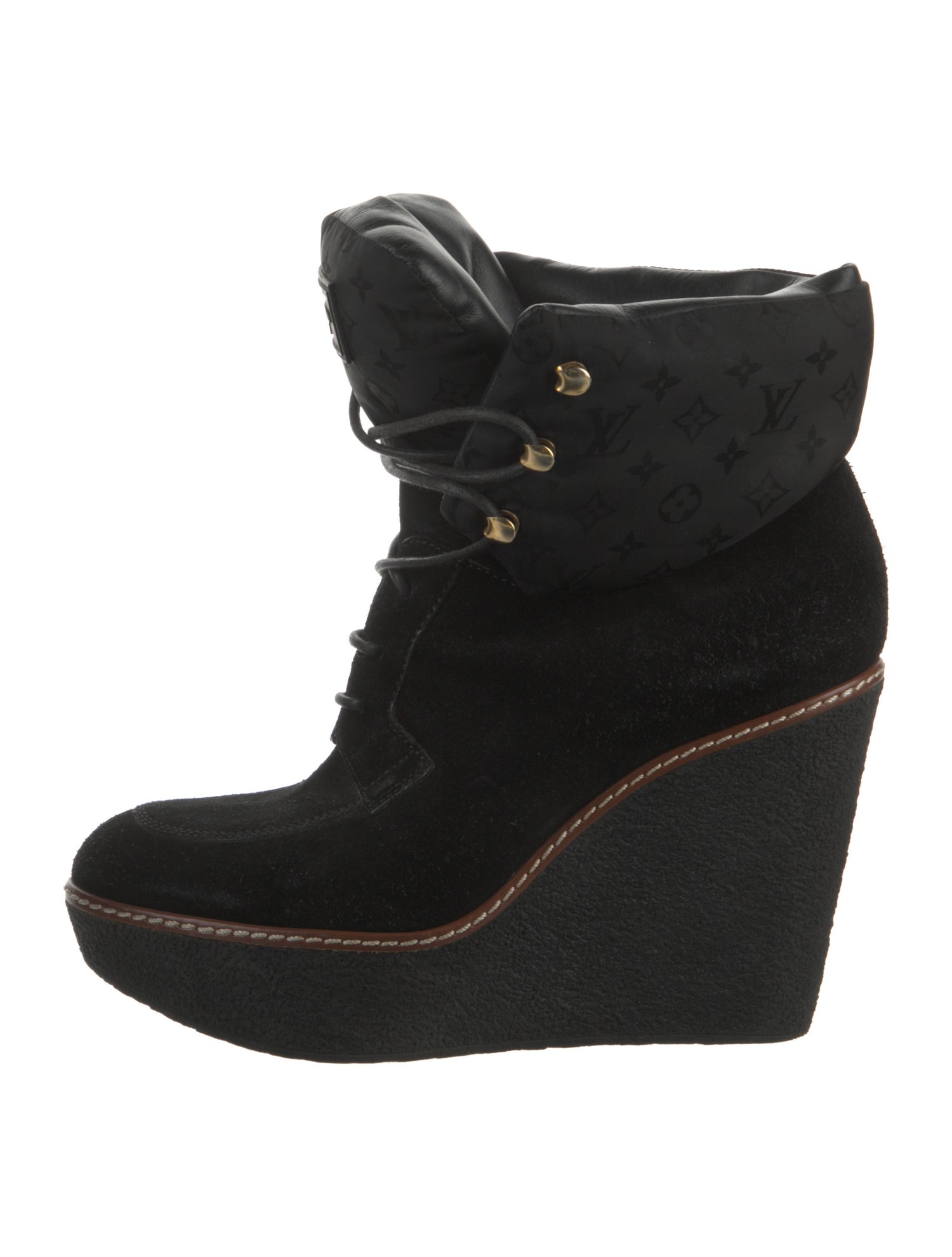 Louis Vuitton LV Monogram Suede Lace-Up Boots