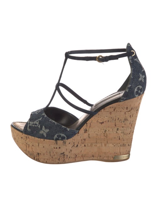 Louis Vuitton LV Monogram Denim T-Strap Sandals