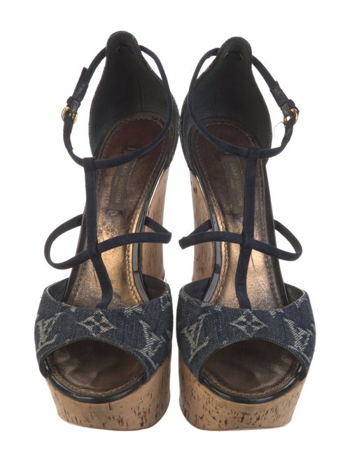 Louis Vuitton LV Monogram Denim T-Strap Sandals