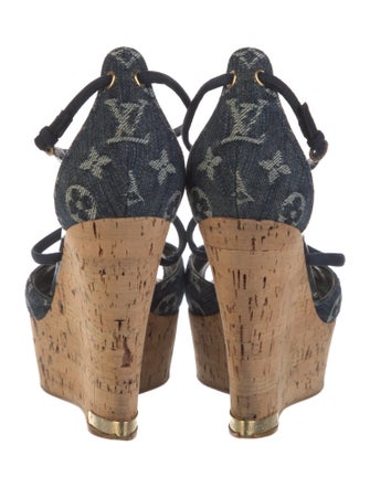 Louis Vuitton LV Monogram Denim T-Strap Sandals