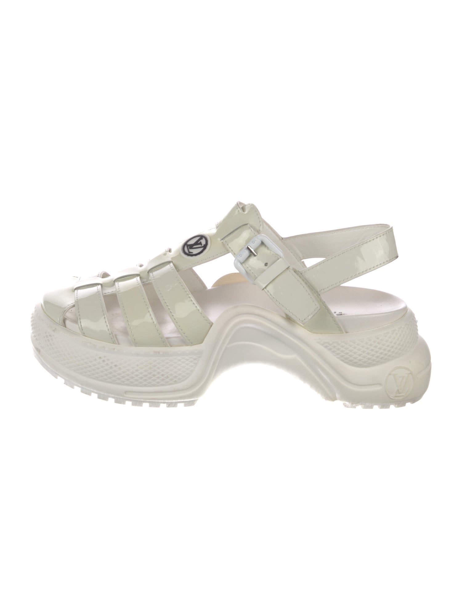 Louis Vuitton LV Monogram Patent Leather T-Strap Sandals