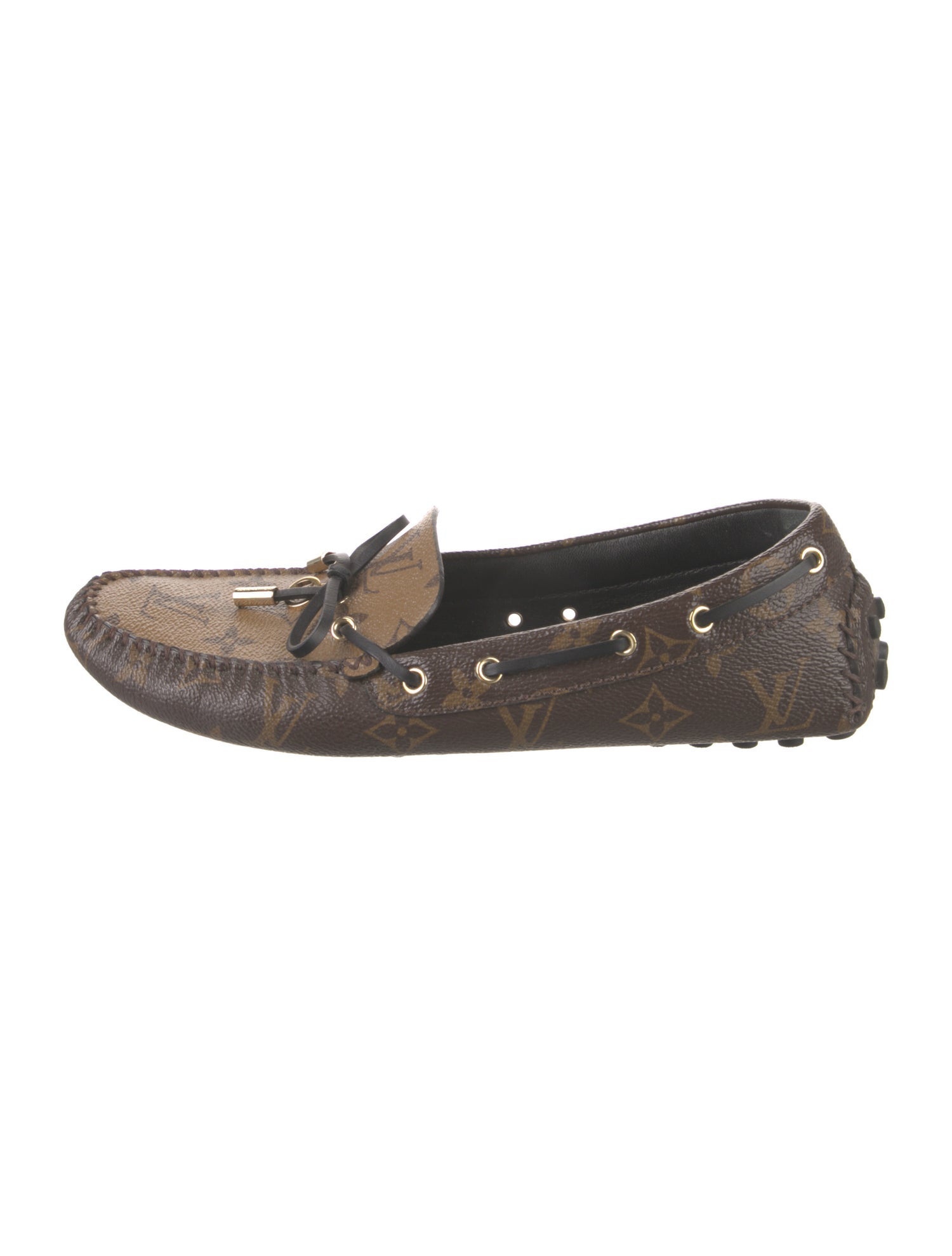 Louis Vuitton LV Monogram Whipstitch Trim Moccasins