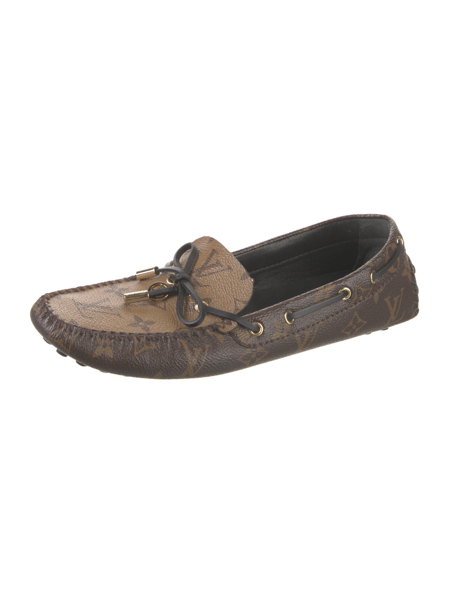 Louis Vuitton LV Monogram Whipstitch Trim Moccasins
