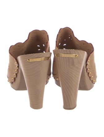 Louis Vuitton Leather Lasercut Accents Mules