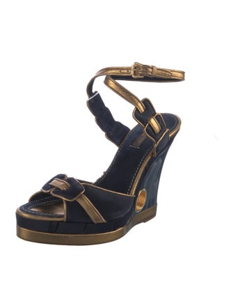 Louis Vuitton Suede Leather Trim Embellishment Sandals