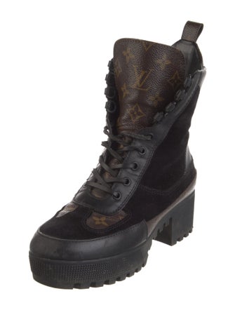 Louis Vuitton LV Monogram Suede Combat Boots