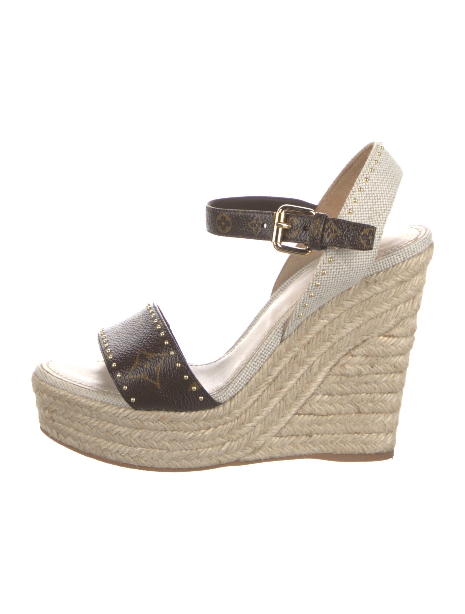 Louis Vuitton Colorblock Pattern Studded Accents Espadrilles