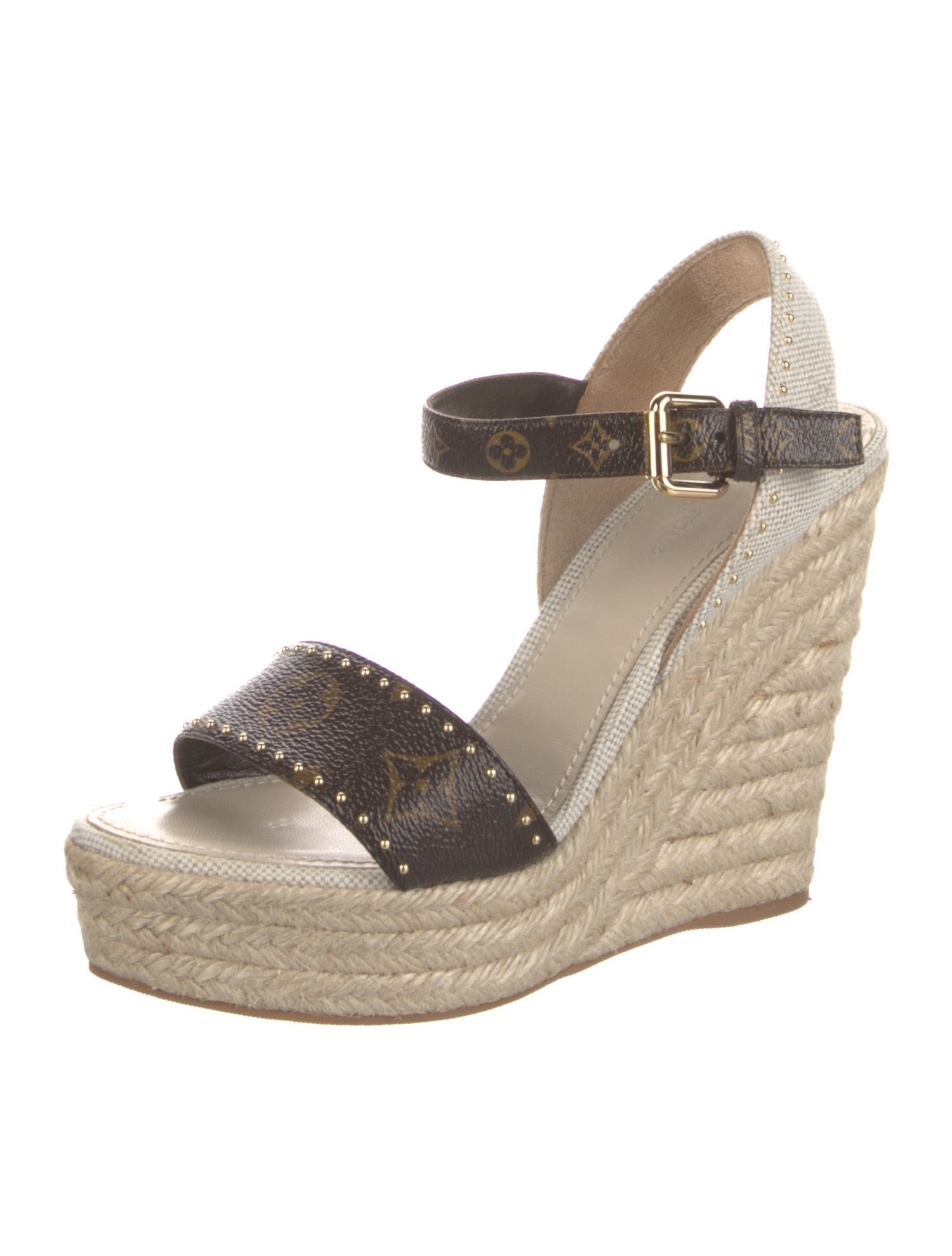 Louis Vuitton Colorblock Pattern Studded Accents Espadrilles