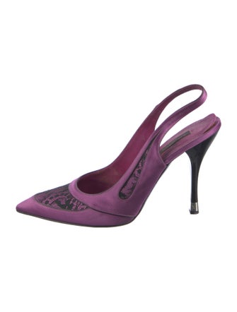 Louis Vuitton Satin Lace Pattern Slingback Pumps