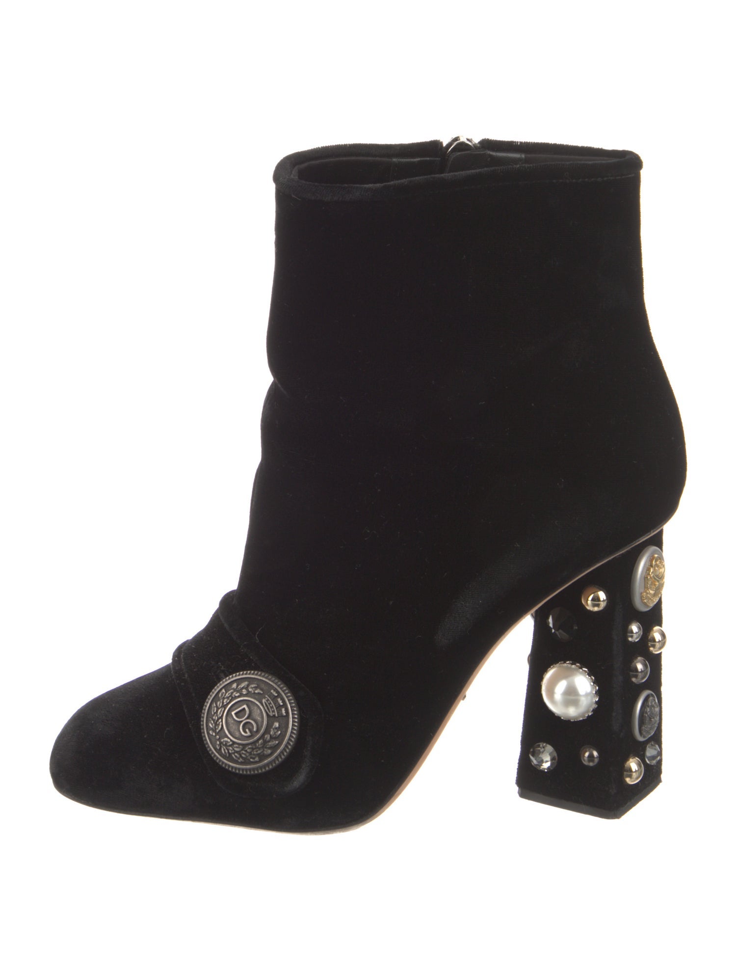 Louis Vuitton Velvet Studded Accents Boots