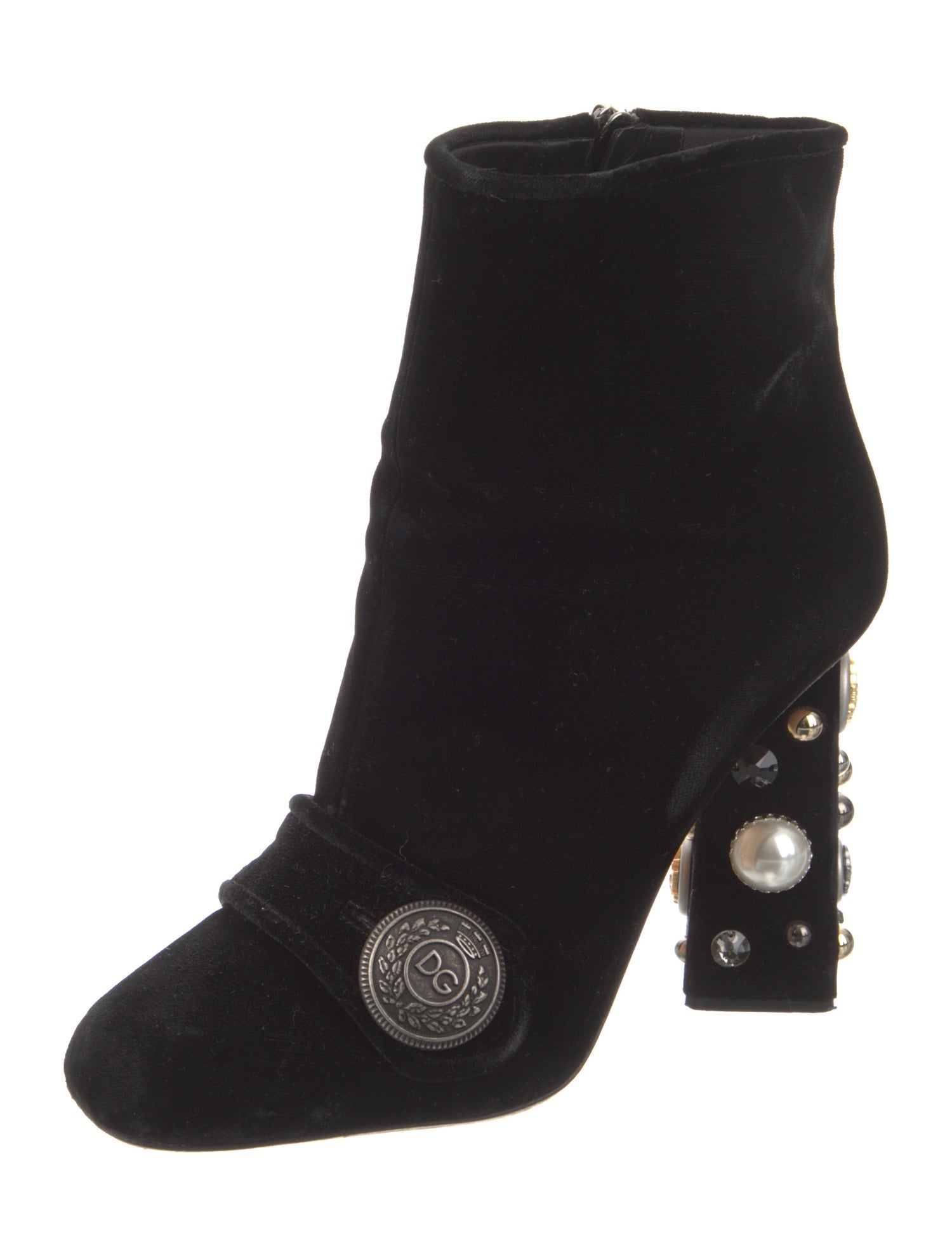 Louis Vuitton Velvet Studded Accents Boots