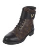 Louis Vuitton LV Monogram Leather Trim Embellishment Combat Boots