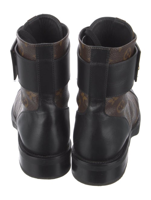 Louis Vuitton LV Monogram Leather Trim Embellishment Combat Boots