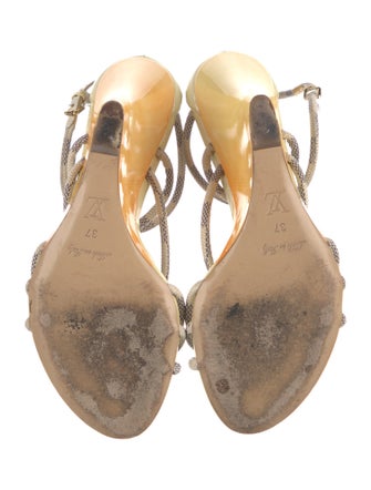 Louis Vuitton Damier Azur Pattern Patent Leather Sandals