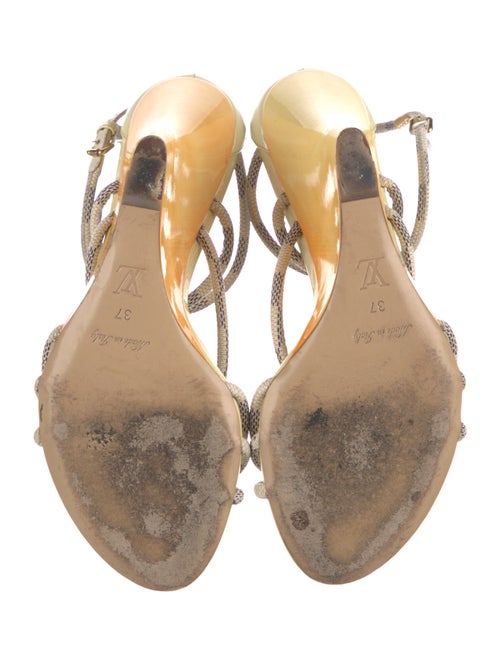 Louis Vuitton Damier Azur Pattern Patent Leather Sandals