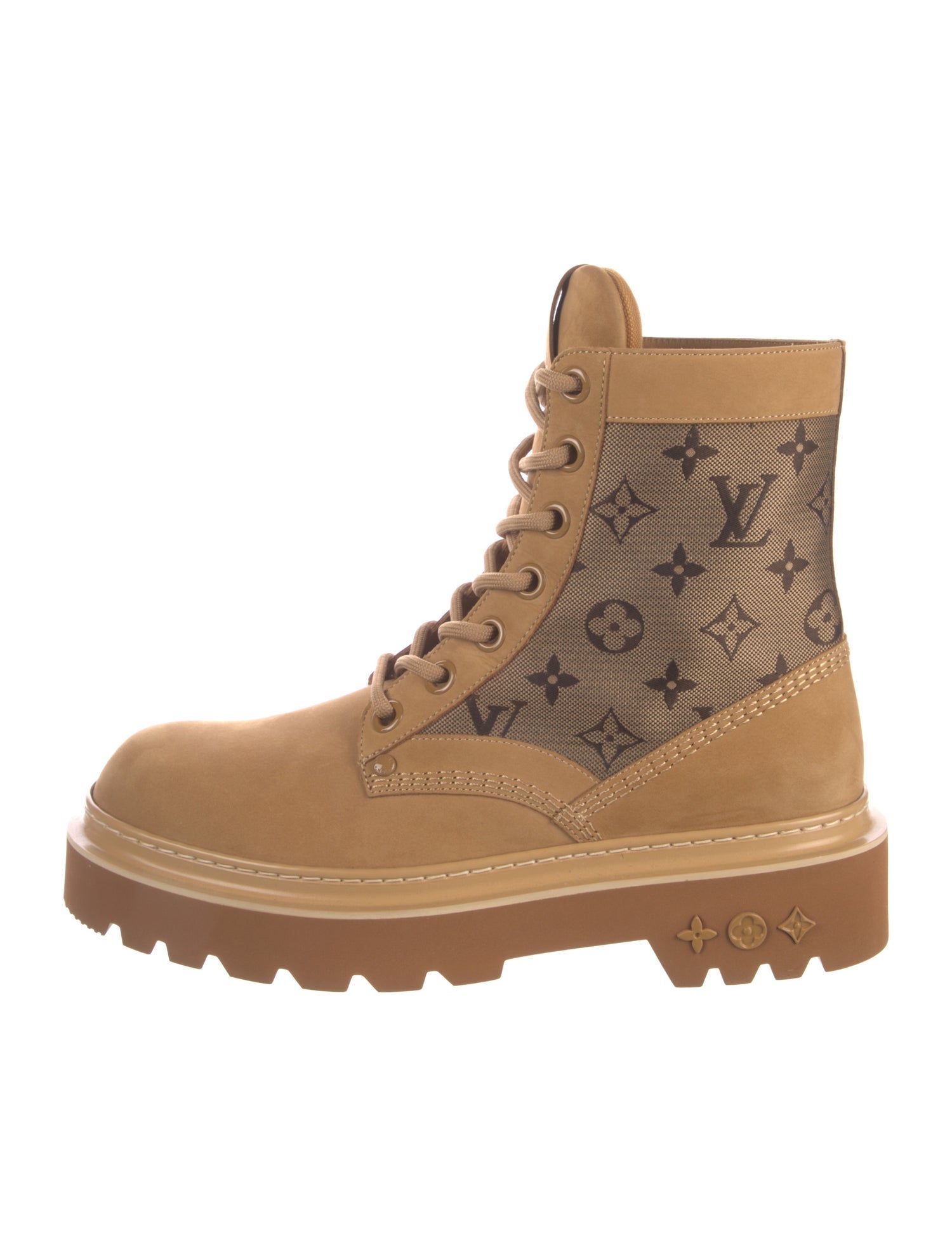 Louis Vuitton LV Monogram Suede Lace-Up Boots