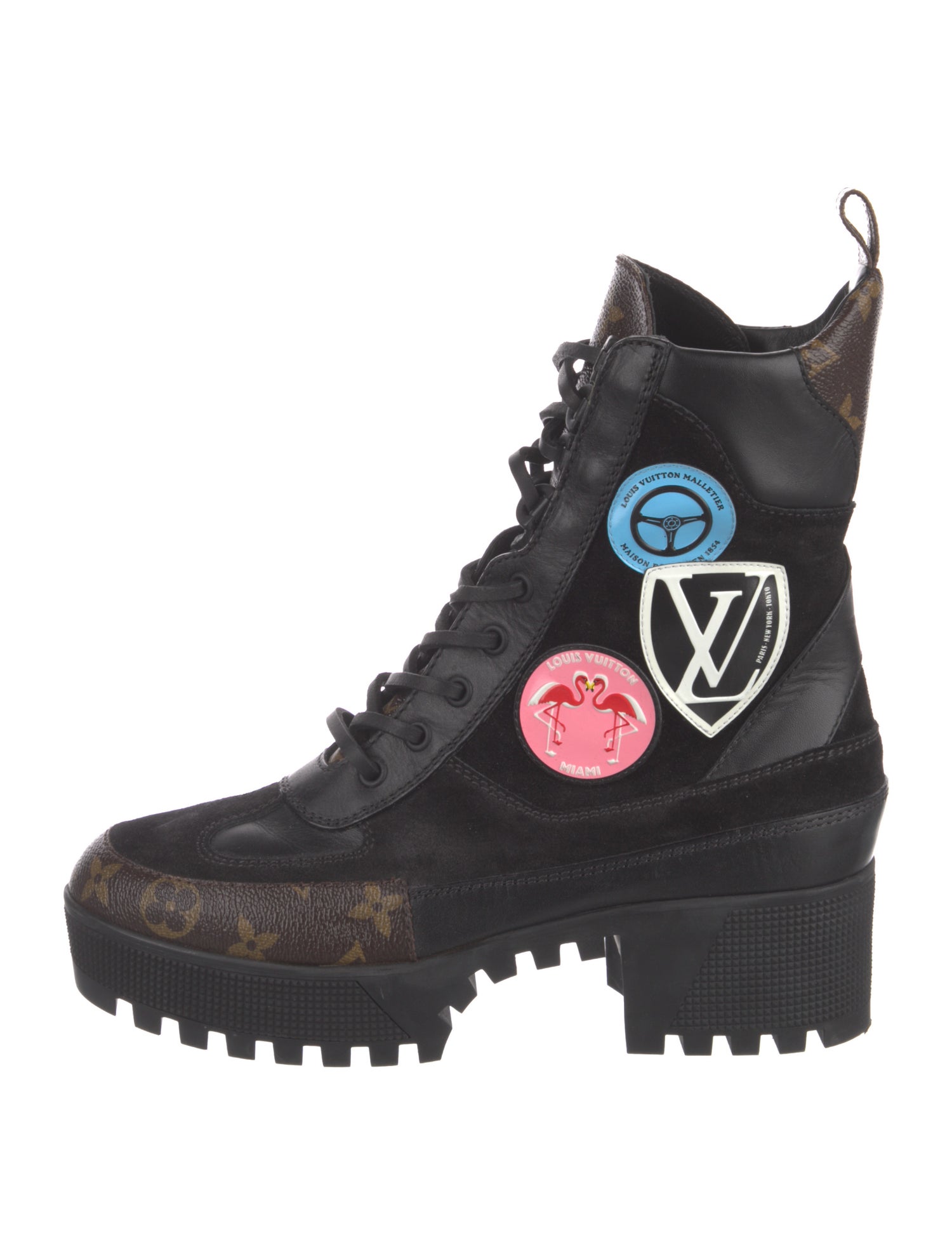 Louis Vuitton LV Monogram Suede Combat Boots