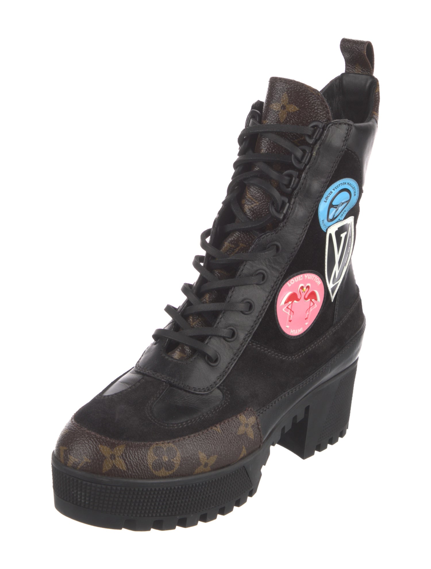 Louis Vuitton LV Monogram Suede Combat Boots