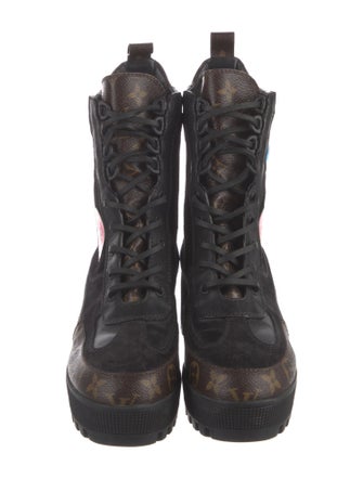 Louis Vuitton LV Monogram Suede Combat Boots