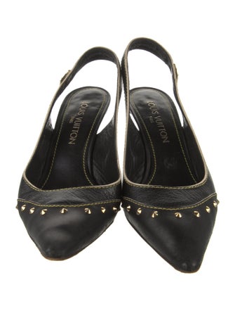 Louis Vuitton Leather Studded Accents Slingback Pumps