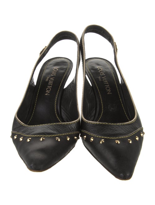 Louis Vuitton Leather Studded Accents Slingback Pumps