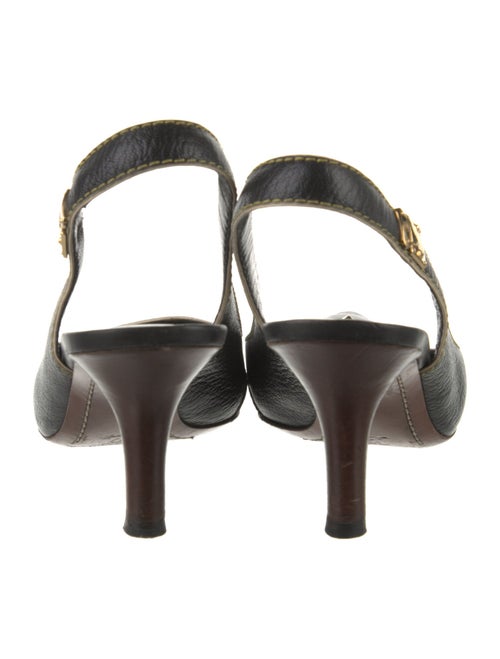 Louis Vuitton Leather Studded Accents Slingback Pumps