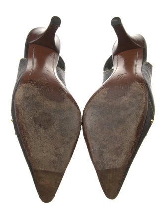 Louis Vuitton Leather Studded Accents Slingback Pumps