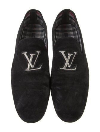 Louis Vuitton Suede Embroidered Accent Loafers