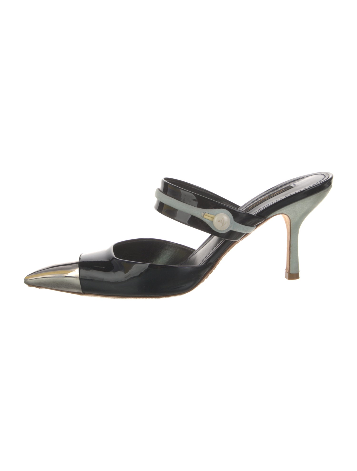 Louis Vuitton Patent Leather Colorblock Pattern Mules