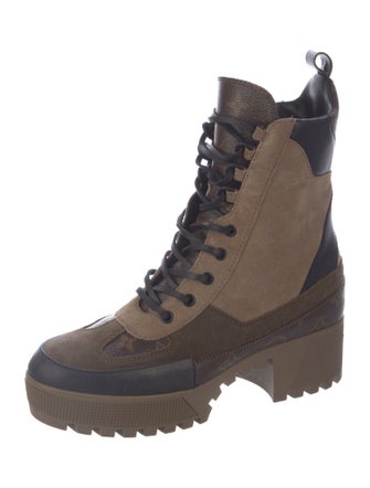Louis Vuitton LV Monogram Suede Combat Boots