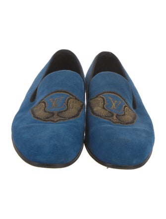 Louis Vuitton Suede Studded Accents Loafers