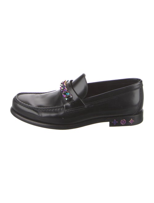 Louis Vuitton Leather Chain-Link Accents Loafers