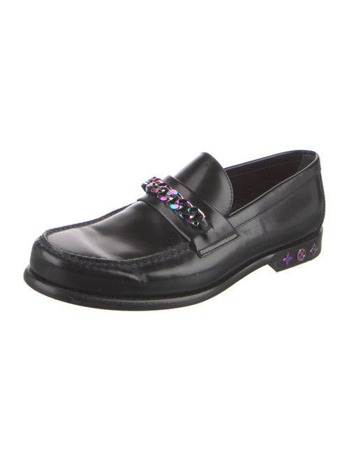 Louis Vuitton Leather Chain-Link Accents Loafers
