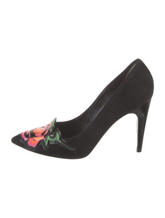 Louis Vuitton Suede Floral Print Pumps