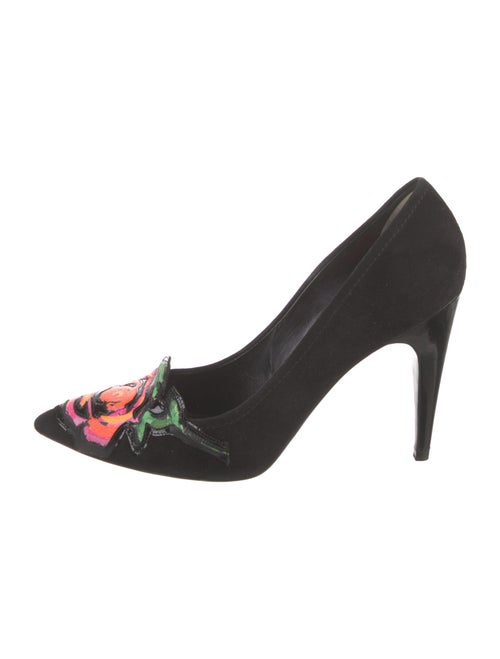 Louis Vuitton Suede Floral Print Pumps