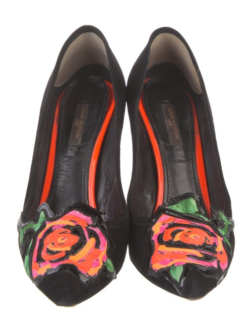 Louis Vuitton Suede Floral Print Pumps