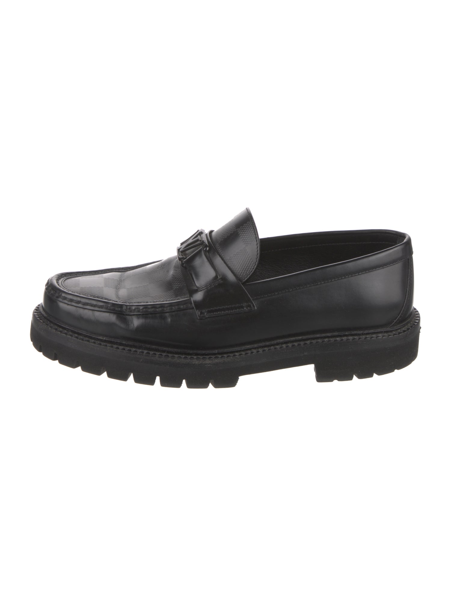 Louis Vuitton Chain-Link Accent Leather Loafers