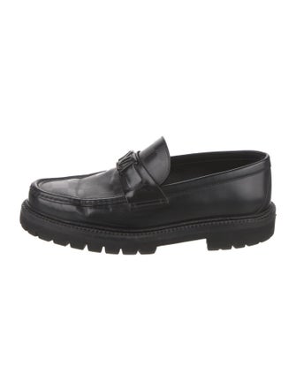 Louis Vuitton Chain-Link Accent Leather Loafers