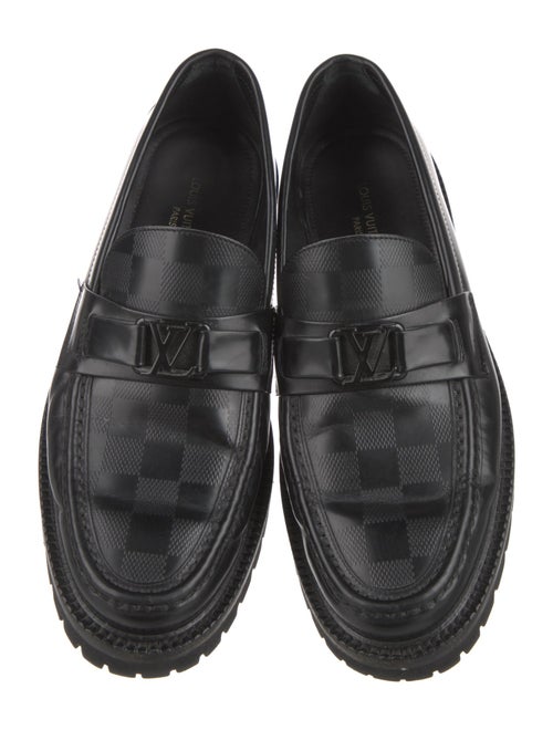 Louis Vuitton Chain-Link Accent Leather Loafers