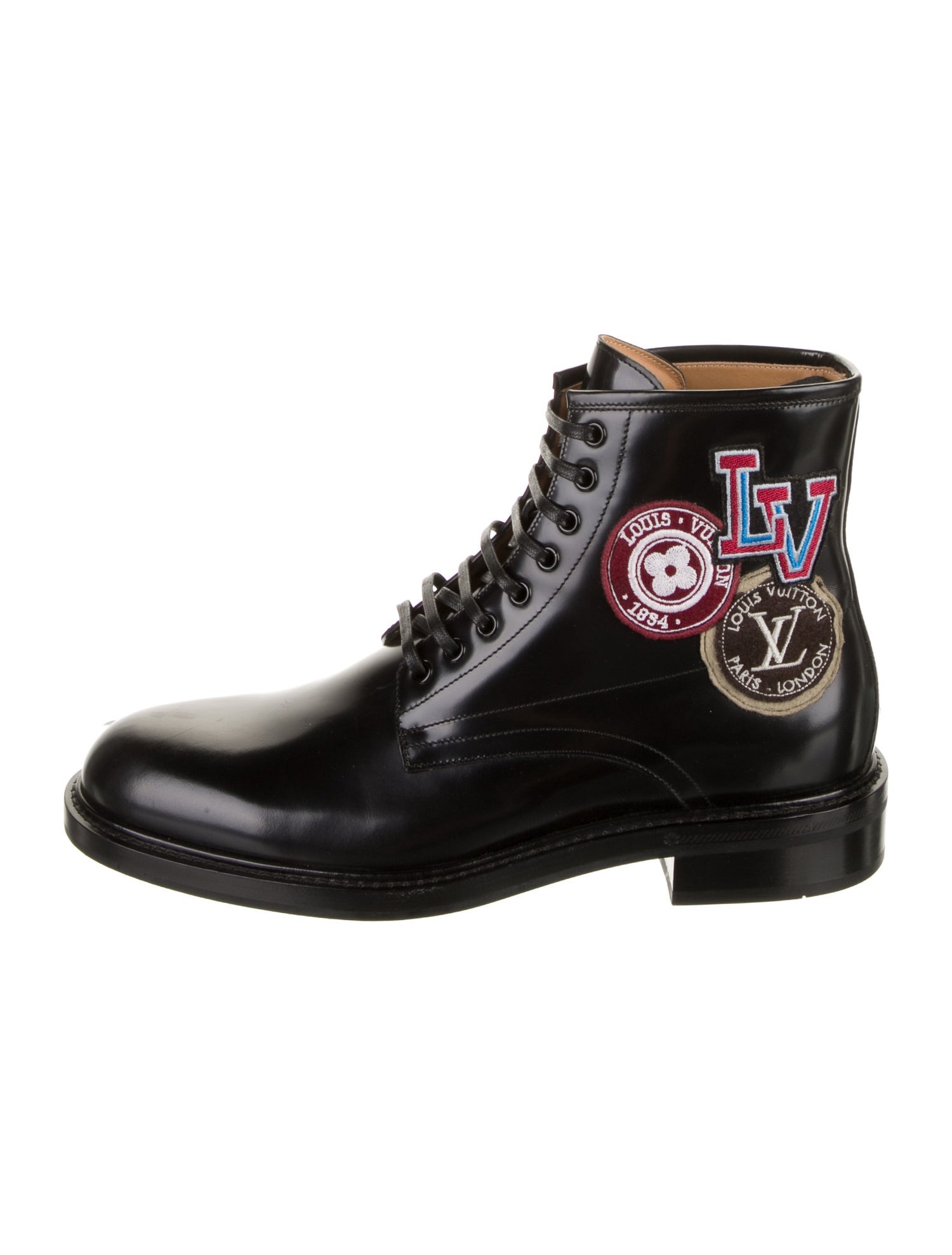 Louis Vuitton Leather Graphic Print Combat Boots