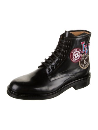 Louis Vuitton Leather Graphic Print Combat Boots