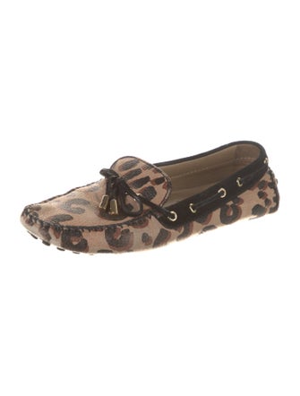 Louis Vuitton Leather Animal Print Loafers