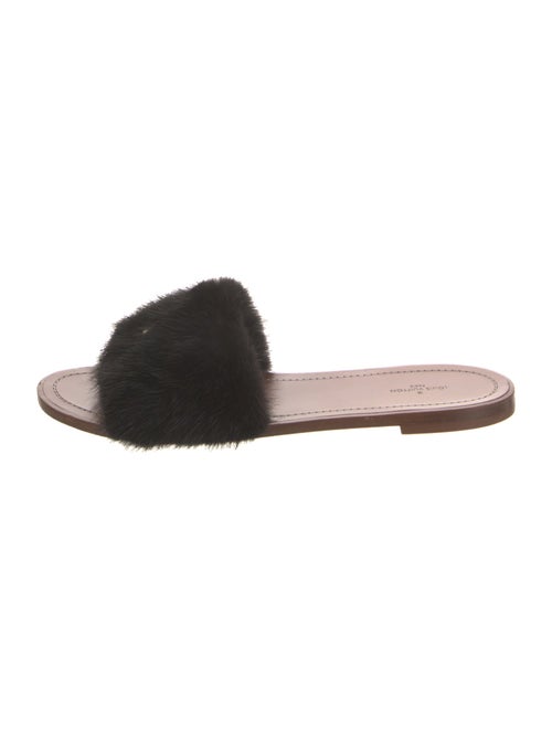 Louis Vuitton Leather Fur Trim Slides