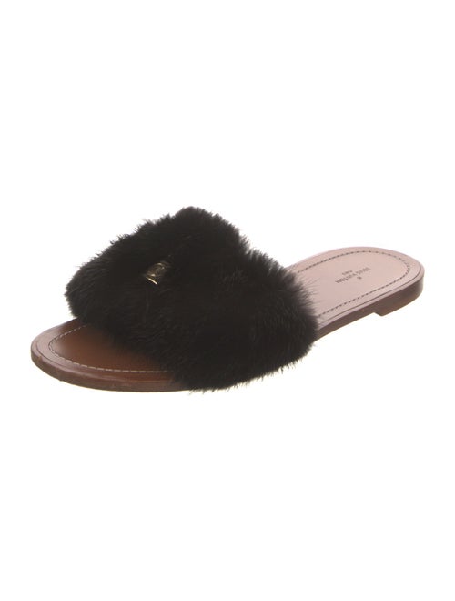 Louis Vuitton Leather Fur Trim Slides