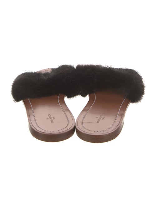 Louis Vuitton Leather Fur Trim Slides